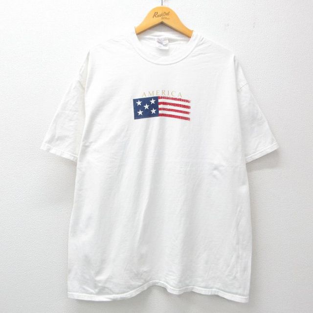 ヘインズ 00s 半袖Tシャツ 星条旗 ホワイト XL | 古着