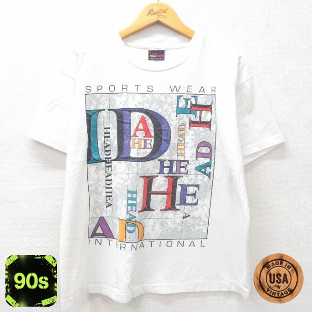 【50%OFF】90s 半袖Tシャツ HEAD ホワイト L | 古着