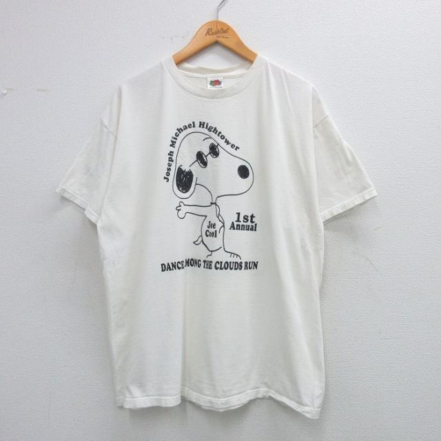 XL★古着 フルーツオブザルーム 半袖 ビンテージ Tシャツ メンズ 00年代 00s スヌーピー SNOOPY 大きいサイズ コットン クルーネック 白 ホワイト 【spe】 25jun03 中古