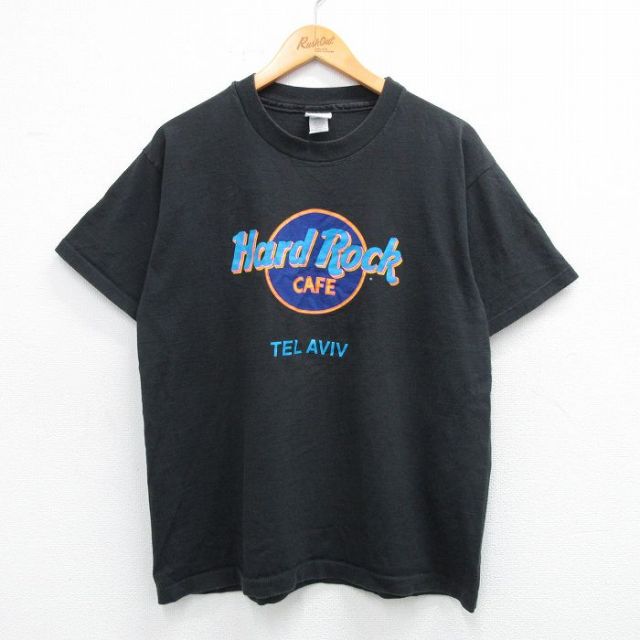 L★古着 半袖 ビンテージ Tシャツ メンズ 90年代 90s ハードロックカフェ コットン クルーネック USA製 黒 ブラック 25jun03 中古