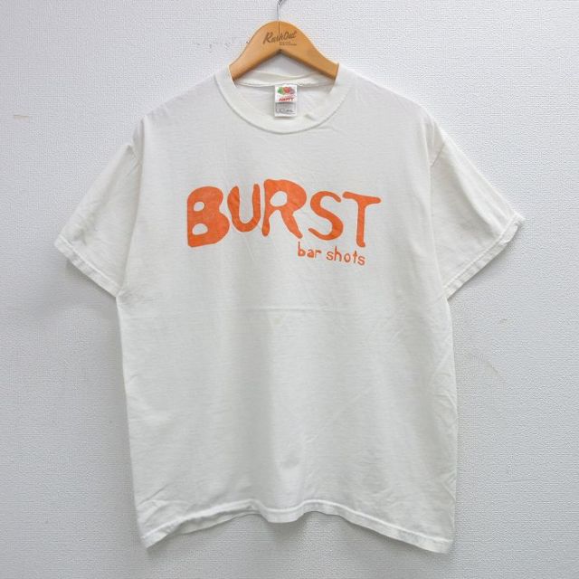L★古着 フルーツオブザルーム 半袖 ビンテージ Tシャツ メンズ 00年代 00s BURST コットン クルーネック 白 ホワイト 25jun03 中古