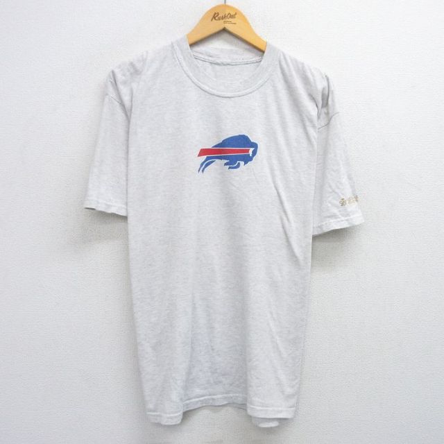 【20%OFF】XL★古着 半袖 ビンテージ Tシャツ メンズ 00年代 00s NFL バッファロービルズ 大きいサイズ クルーネック 薄グレー 霜降り アメフト スーパーボウル 25jun04 中古