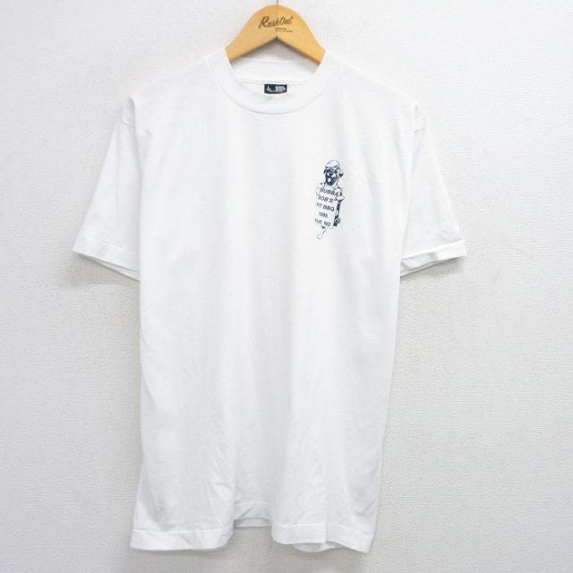 L★古着 フルーツオブザルーム 半袖 ビンテージ Tシャツ メンズ 90年代 90s 犬 クルーネック USA製 白 ホワイト 25jun04 中古