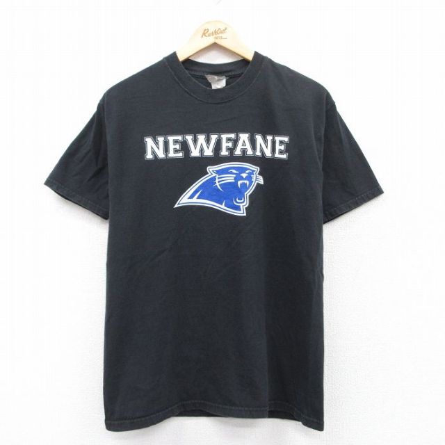 M★古着 ヘインズ Hanes 半袖 ビンテージ Tシャツ メンズ 00年代 00s ニューフェインパンサーズ コットン クルーネック 黒 ブラック 25jun04 中古