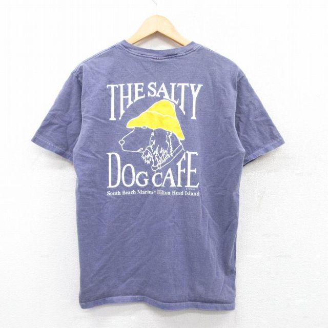 L★古着 半袖 ビンテージ Tシャツ メンズ 80年代 80s 犬 コットン クルーネック USA製 薄紫 パープル 【spe】 25jun04 中古