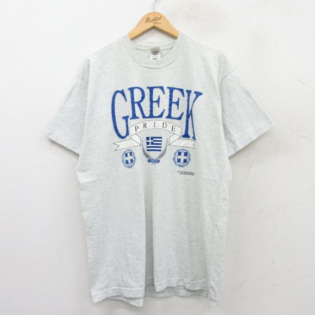 フルーツオブザルーム 90s 半袖Tシャツ GREEK グレー XL | 古着