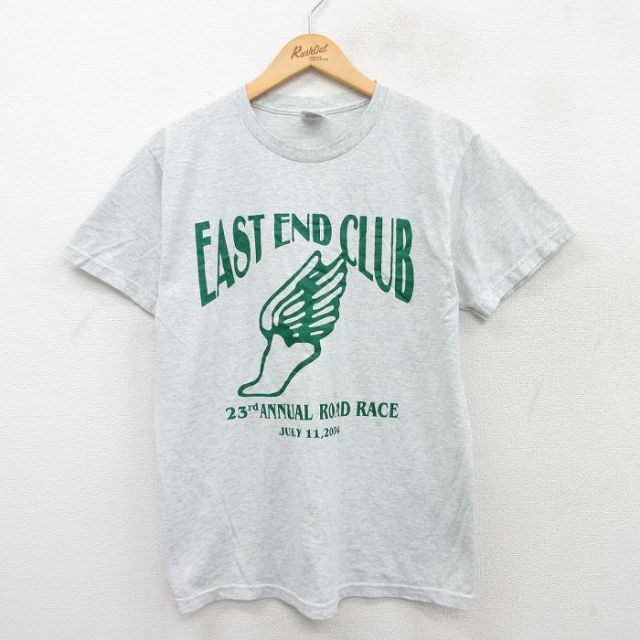 M★古着 フルーツオブザルーム 半袖 ビンテージ Tシャツ メンズ 00年代 00s ウィングフット 企業広告 クルーネック 薄グレー 霜降り 25jun04 中古