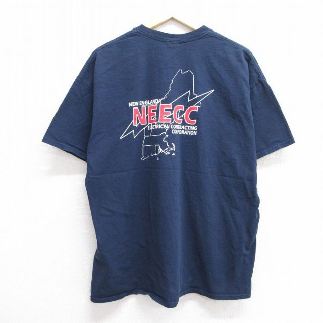XL★古着 半袖 ビンテージ Tシャツ メンズ 00年代 00s NEECC コットン クルーネック 紺 ネイビー 25jun06 中古