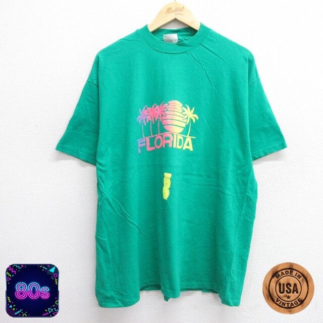 【50%OFF】ヘインズ 80s 半袖Tシャツ フロリダ グリーン XL | 古着