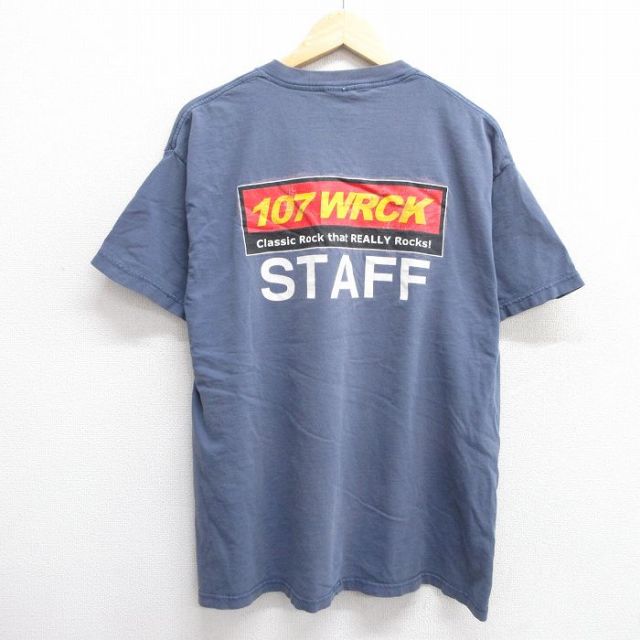 XL★古着 フルーツオブザルーム 半袖 ビンテージ Tシャツ メンズ 00年代 00s 107 WRCK スタッフ コットン クルーネック 紺 ネイビー 25jun07 中古