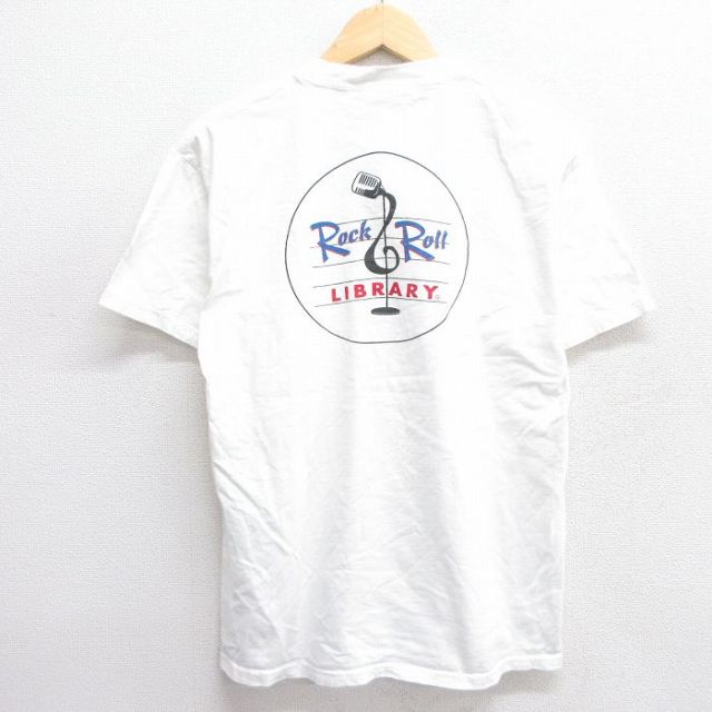 M★古着 ヘインズ Hanes 半袖 ビンテージ Tシャツ メンズ 00年代 00s Rock library コットン クルーネック 白 ホワイト 25jun07 中古