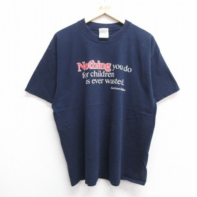 00s 半袖Tシャツ メッセージ ネイビー XL | 古着