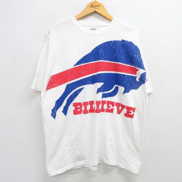 XL★古着 半袖 ビンテージ Tシャツ メンズ 00年代 00s NFL バッファロービルズ ラバットブルー ビール 大きいサイズ コットン クルーネック 白 ホワイト アメフト スーパーボウル 25jun07 中古