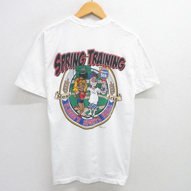 M★古着 半袖 ビンテージ Tシャツ メンズ 00年代 00s SLUGGOS SPORT GRILL コットン クルーネック 白 ホワイト 25jun07 中古