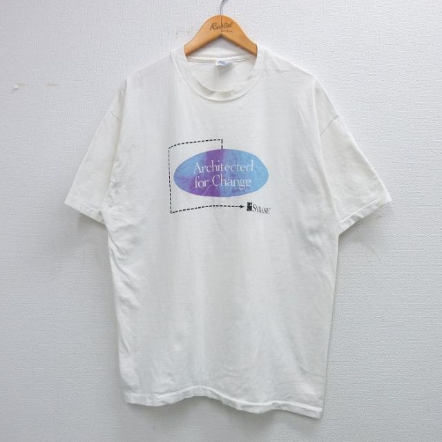 ヘインズ 90s 半袖Tシャツ Architected SYBASE ホワイト XL | 古着