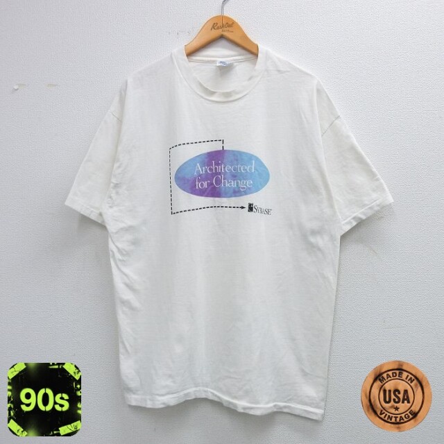 【50%OFF】ヘインズ 90s 半袖Tシャツ Architected SYBASE ホワイト XL | 古着