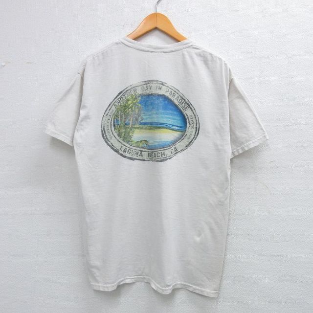 L★古着 半袖 ビンテージ Tシャツ メンズ 00年代 00s ラグナビーチ コットン クルーネック 薄グレー 25jun07 中古