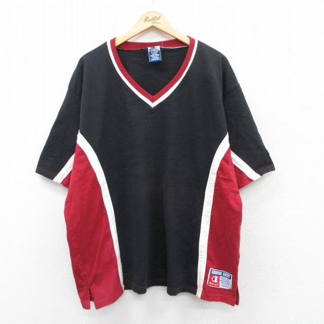 【50%OFF】チャンピオン 90s 半袖Tシャツ Vネック ブラック XL | 古着