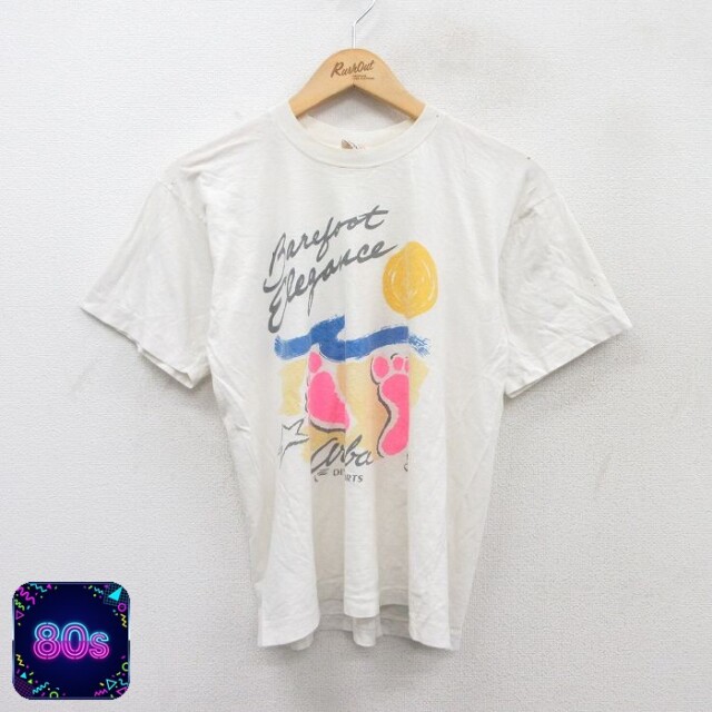 【50%OFF】80s 半袖Tシャツ 足跡 ホワイト M | 古着