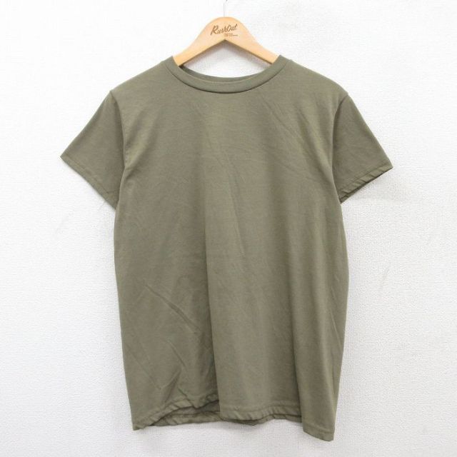 L★古着 半袖 ビンテージ Tシャツ メンズ 80年代 80s 無地 クルーネック 濃緑系 グリーン 25jun13 中古