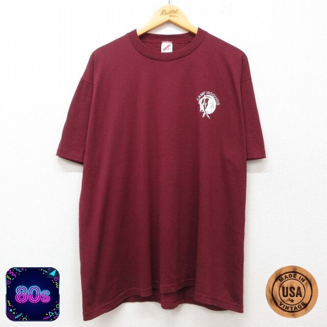 【50%OFF】ジャージーズ 80s 半袖Tシャツ IROQUOIS バーガンディ XL | 古着