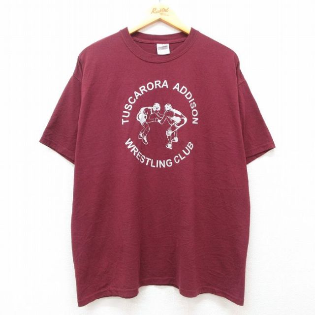 XL★古着 半袖 ビンテージ Tシャツ メンズ 00年代 00s レスリング 大きいサイズ クルーネック エンジ 25jul05 中古