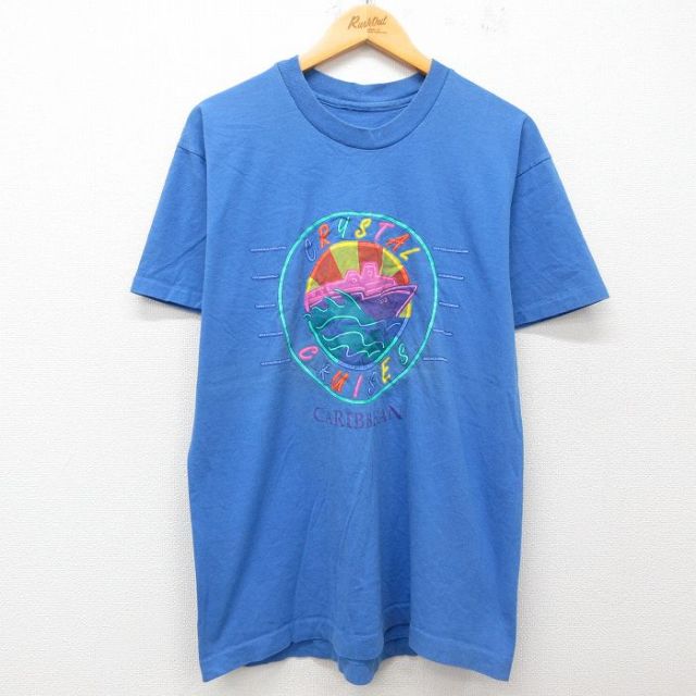 90s 半袖Tシャツ CRYSTAL CRUISES ネイビー L | 古着