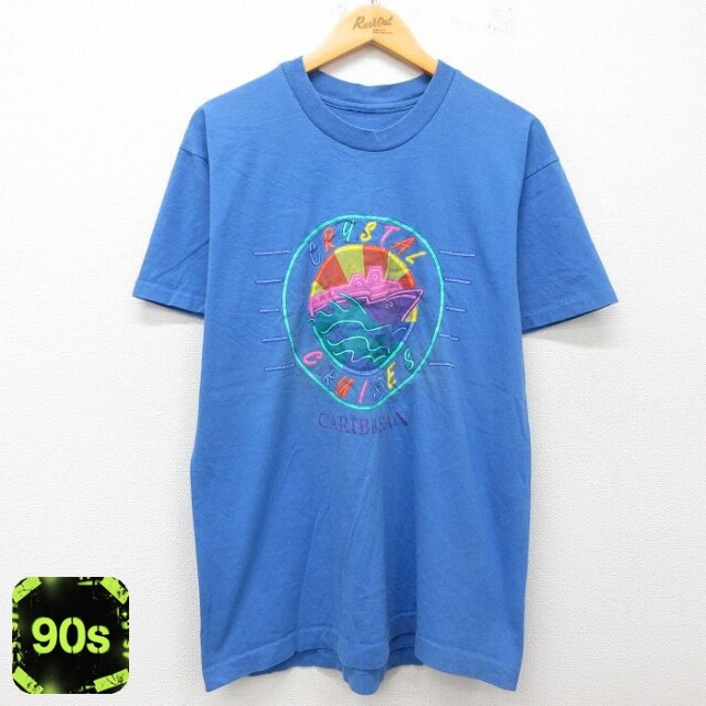 【50%OFF】90s 半袖Tシャツ CRYSTAL CRUISES ネイビー L | 古着