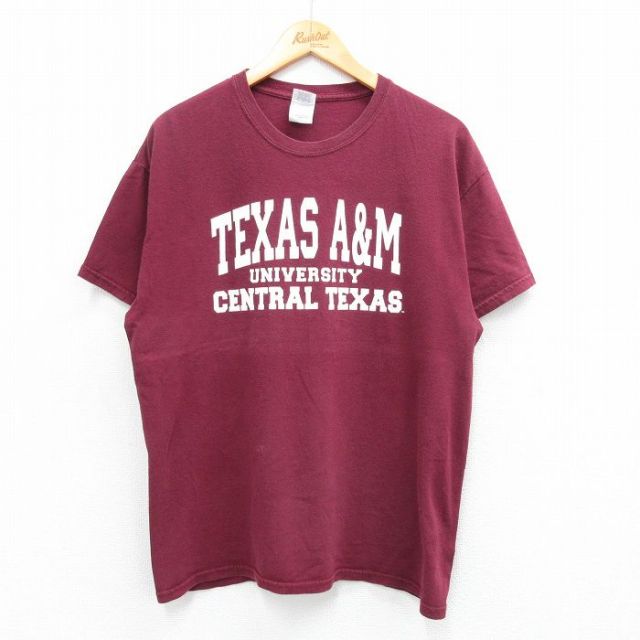 【20%OFF】XL★古着 半袖 ビンテージ Tシャツ メンズ 00年代 00s テキサスA&M 大学 コットン クルーネック エンジ 25jul05 中古