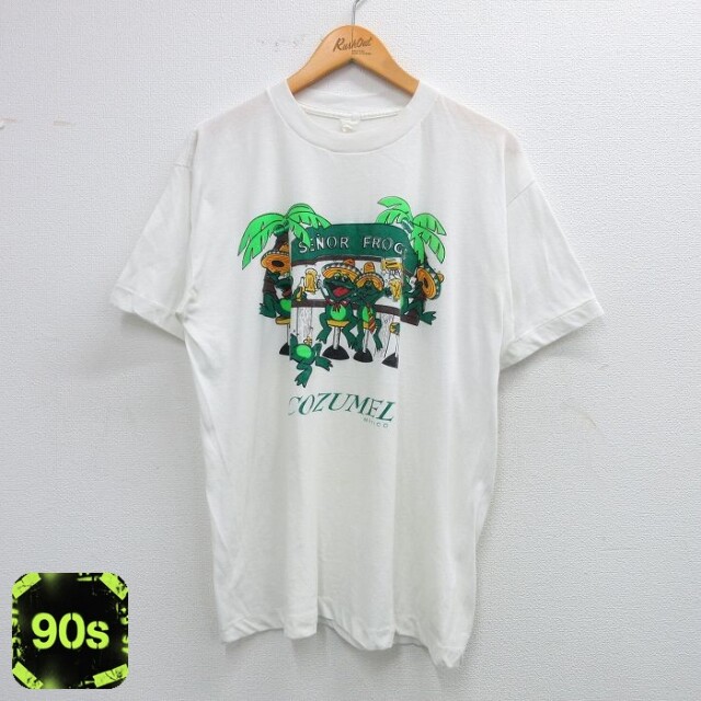 【50%OFF】90s 半袖Tシャツ カエル ホワイト M | 古着
