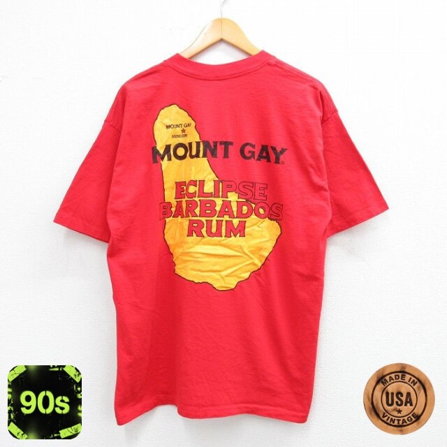【50%OFF】90s 半袖Tシャツ MOUNTGAY ECLIPSE BARBADOS RUM レッド XL | 古着