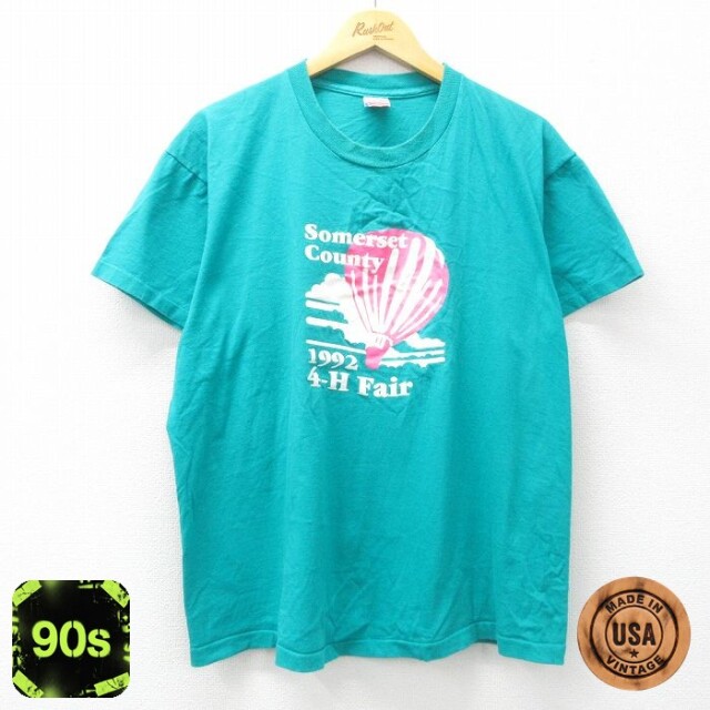 【50%OFF】フルーツオブザルーム 90s 半袖Tシャツ 気球 グリーン XL | 古着