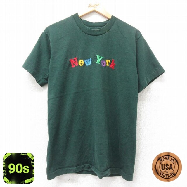 【50%OFF】フルーツオブザルーム 90s 半袖Tシャツ New York グリーン M | 古着
