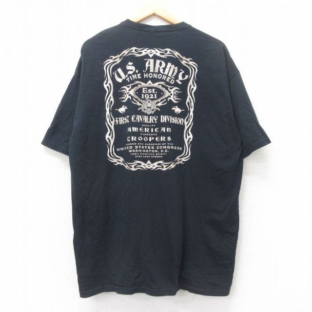 XL★古着 半袖 ビンテージ Tシャツ メンズ 00年代 00s ミリタリー USアーミー ARMY 大きいサイズ コットン クルーネック 黒 ブラック 25jul08 中古