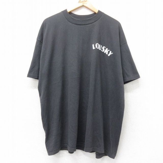 90s 半袖Tシャツ LOUSKYフロッキープリント ブラック XL | 古着