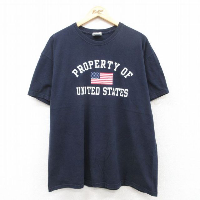 ヘインズ 00s 半袖Tシャツ 星条旗 ネイビー XL | 古着