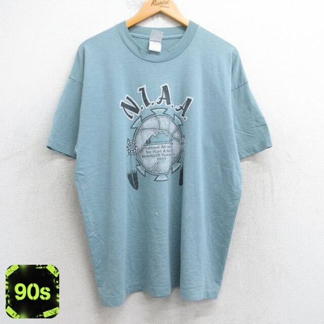【50%OFF】フルーツオブザルーム 90s 半袖Tシャツ NIAA バスケットボール グリーン XL | 古着