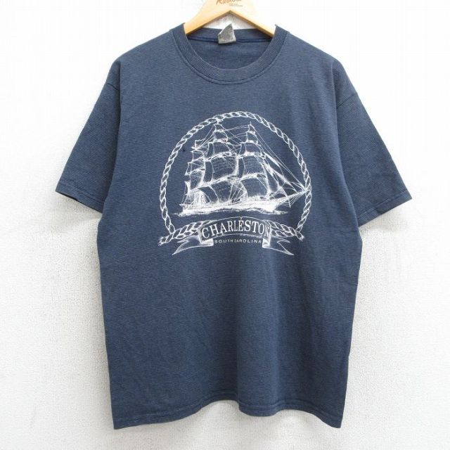 90s 半袖Tシャツ 船 ネイビーボーダー L | 古着