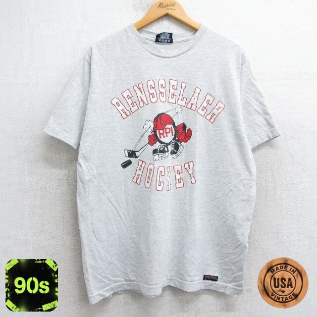 【50%OFF】ジャンスポーツ 90s 半袖Tシャツ レンセラーホッケー グレー XL | 古着