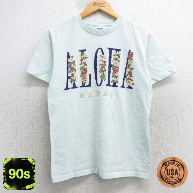 【50%OFF】90s 半袖Tシャツ アロハ ハワイ グリーン S | 古着