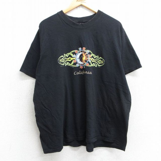 ヘインズ 00s 半袖Tシャツ 月太陽 ブラック XL | 古着
