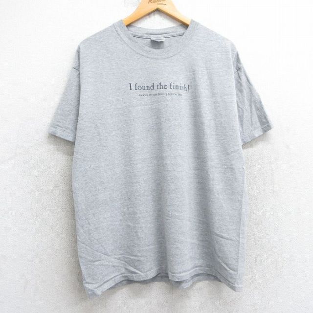 【50%OFF】XL★古着 ヘインズ Hanes 半袖 ビンテージ Tシャツ メンズ 00年代 00s I found the finish クルーネック グレー 霜降り 25jul09 中古