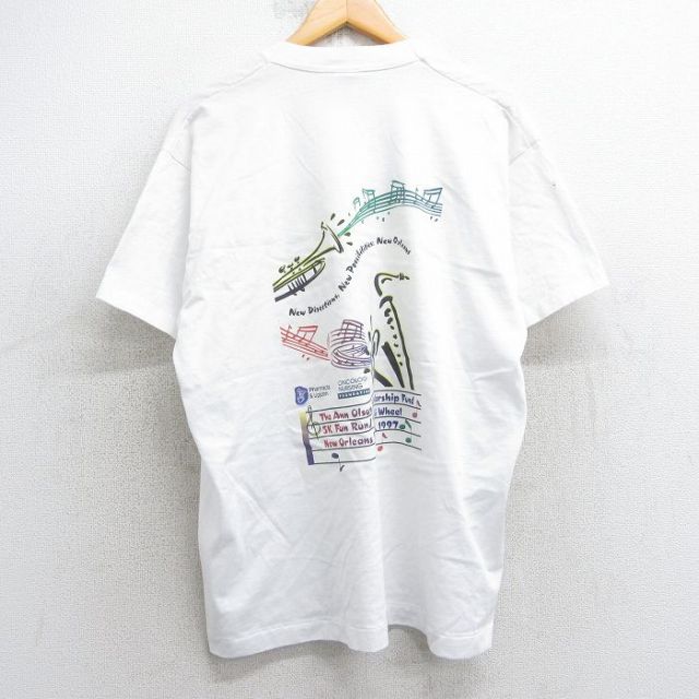 フルーツオブザルーム 90s 半袖Tシャツ サックス トランペット ホワイト XL | 古着