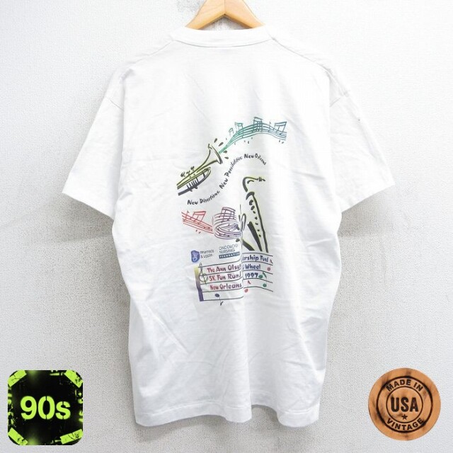 【50%OFF】フルーツオブザルーム 90s 半袖Tシャツ サックス トランペット ホワイト XL | 古着