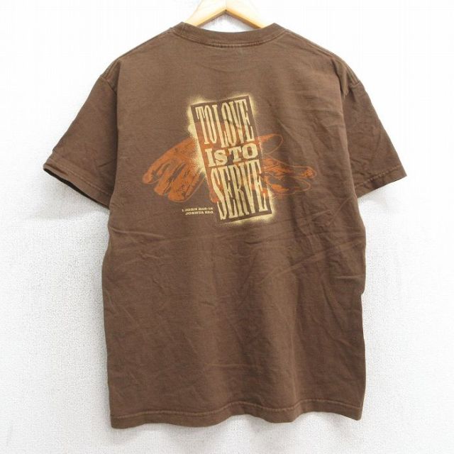 M★古着 半袖 ビンテージ Tシャツ メンズ 00年代 00s 手袋 コットンクルーネック 茶 ブラウン 25jul09 中古