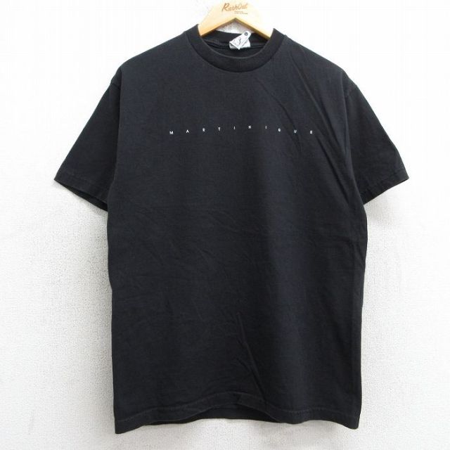 M★古着 半袖 ビンテージ Tシャツ メンズ 90年代 90s マルティニーク コットン クルーネック USA製 黒 ブラック 25jul09 中古