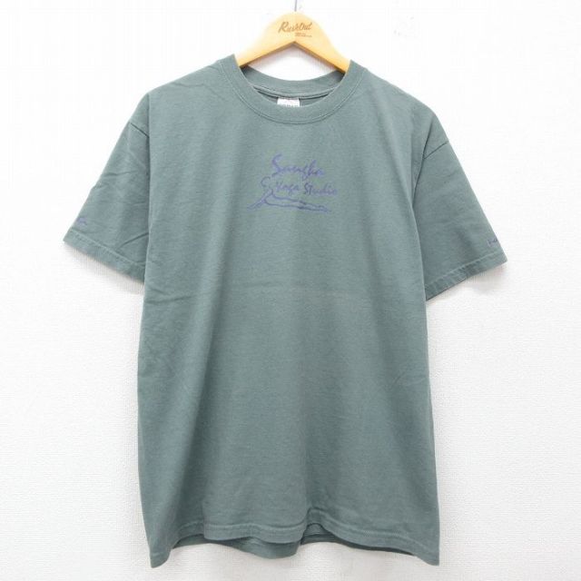 00s 半袖Tシャツ ヨガ グリーン L | 古着