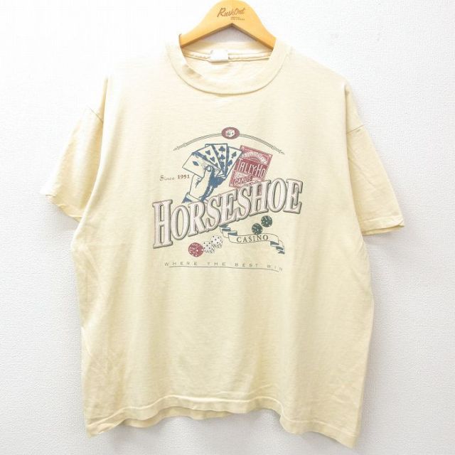 90s 半袖Tシャツ ホースシュー カジノ イエロー XL | 古着