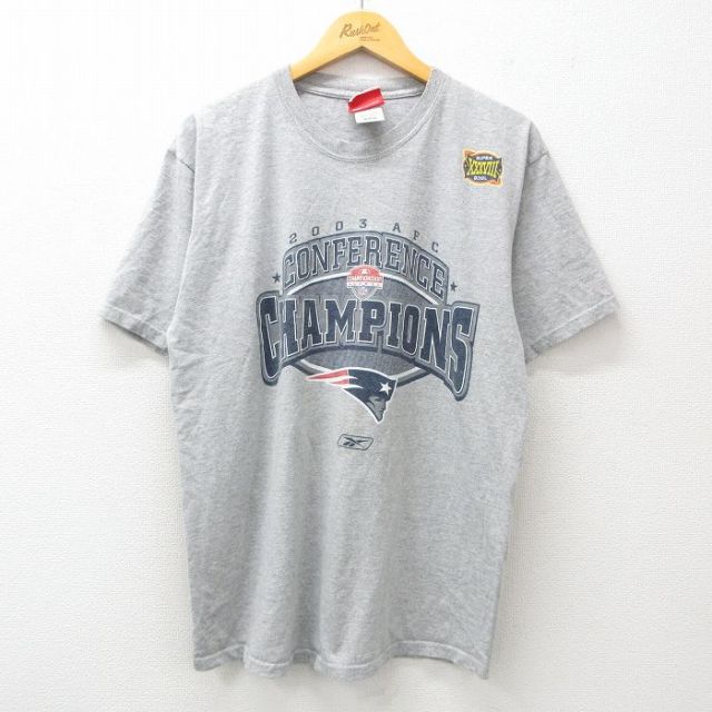 【50%OFF】リーボック 00s 半袖Tシャツ ニューイングランドペイトリオッツ グレー L | 古着