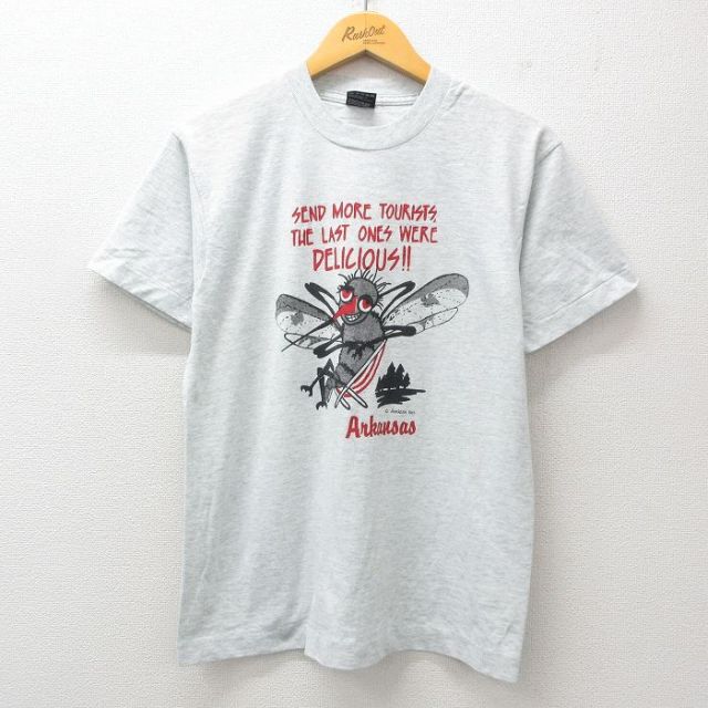 【50%OFF】M★古着 フルーツオブザルーム 半袖 ビンテージ Tシャツ メンズ 90年代 90s 蚊 クルーネック USA製 薄グレー 霜降り 【spe】 25jul09 中古